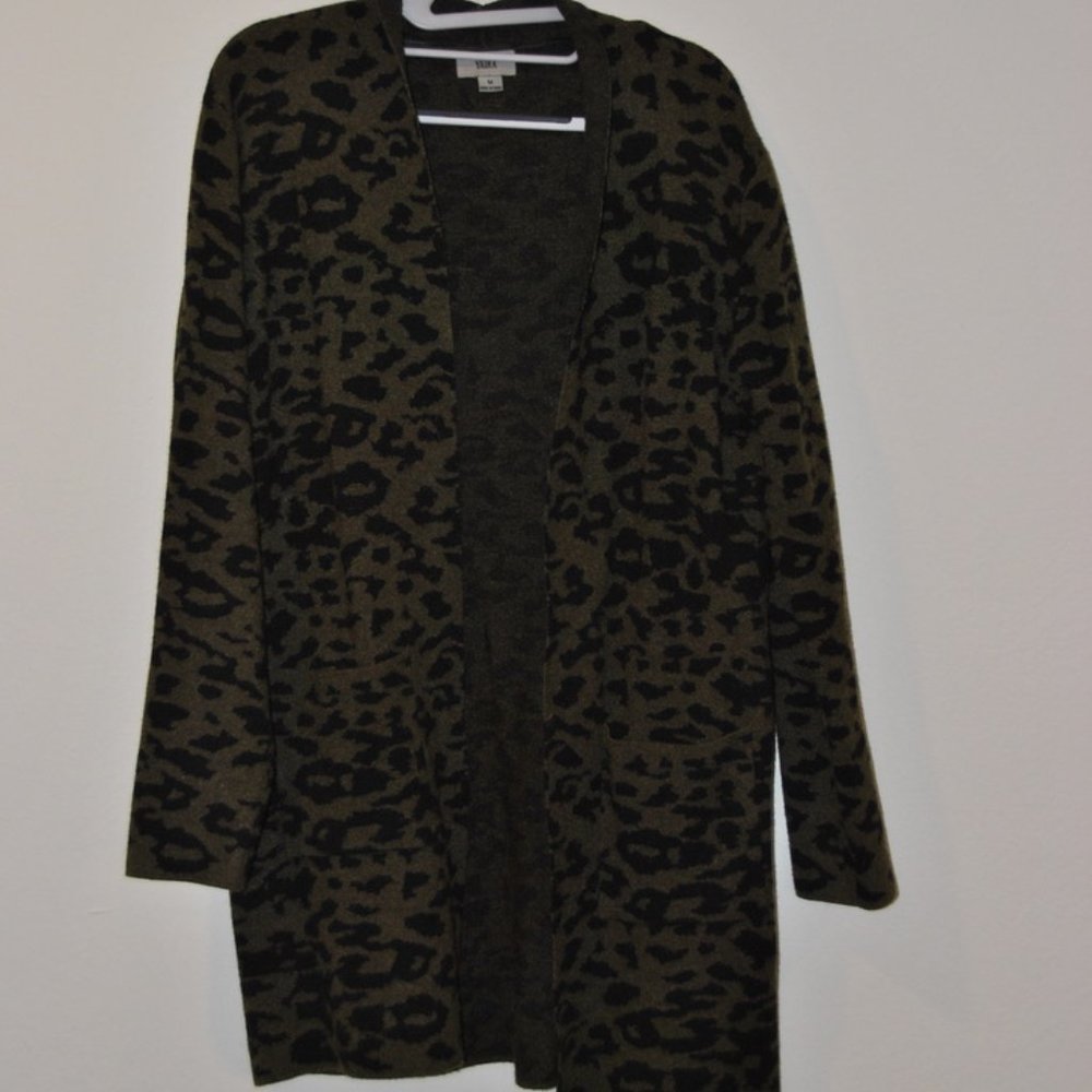 Green Cheetah Pattern Cardigan M